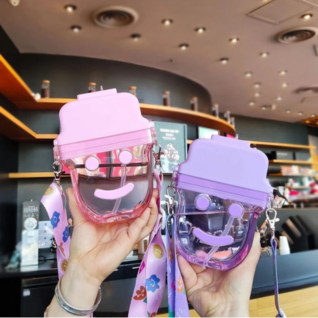250ML BPA-Free Children’s Thermos – Fun Ice Cream Doll Face Design | Leak-Proof Polypropylene Water Bottle with Strap