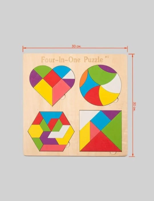 4-in-1 Montessori Wooden Tangram Puzzle – Educational Toy for Toddlers & Kids Gift Key Features: