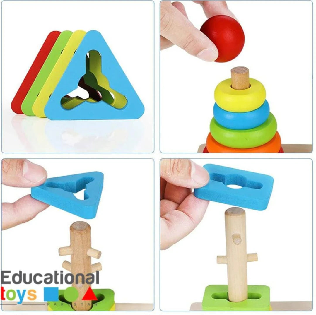 RAINBOW THREE COLUMN SHAPE SORTING TOWER