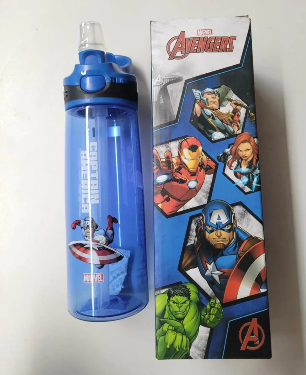 For Kids Marvel 650ML Tritan Water Bottle – Stylish Cap, Push Button Opening, Slim Design, Lightweight & Colorful – Perfect for School & Everyday Use