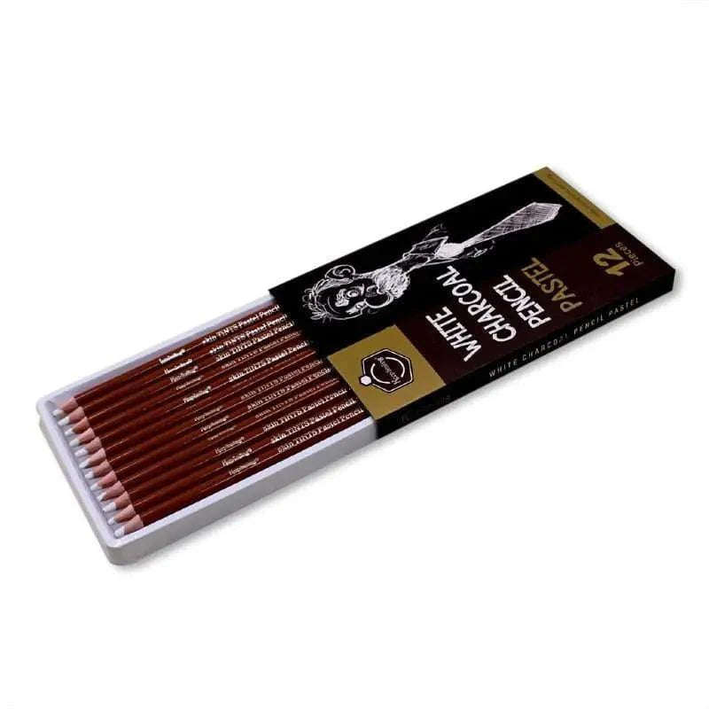 Keep Smiling White Charcoal Pastel Pencil - Pack of 12