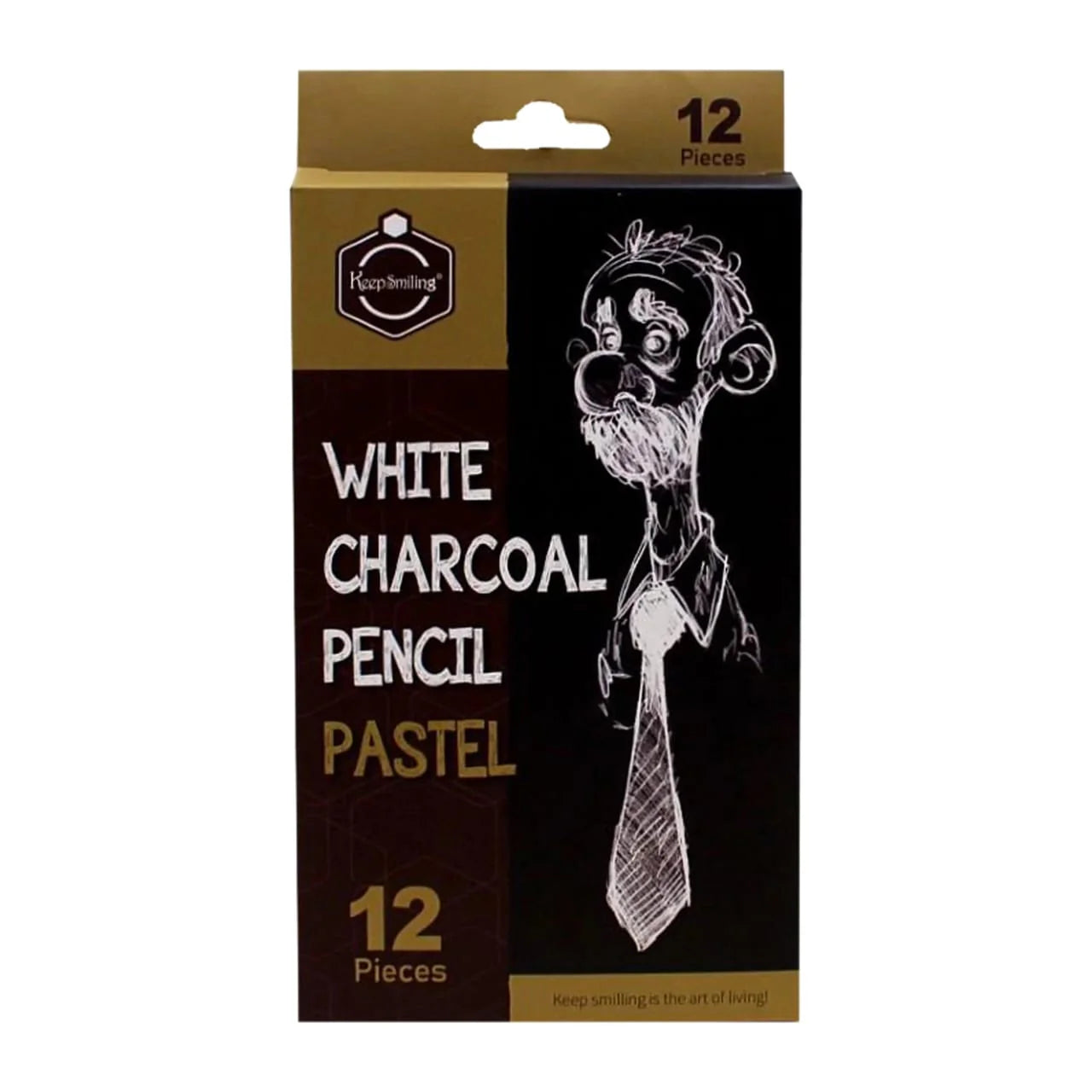 Keep Smiling White Charcoal Pastel Pencil - Pack of 12