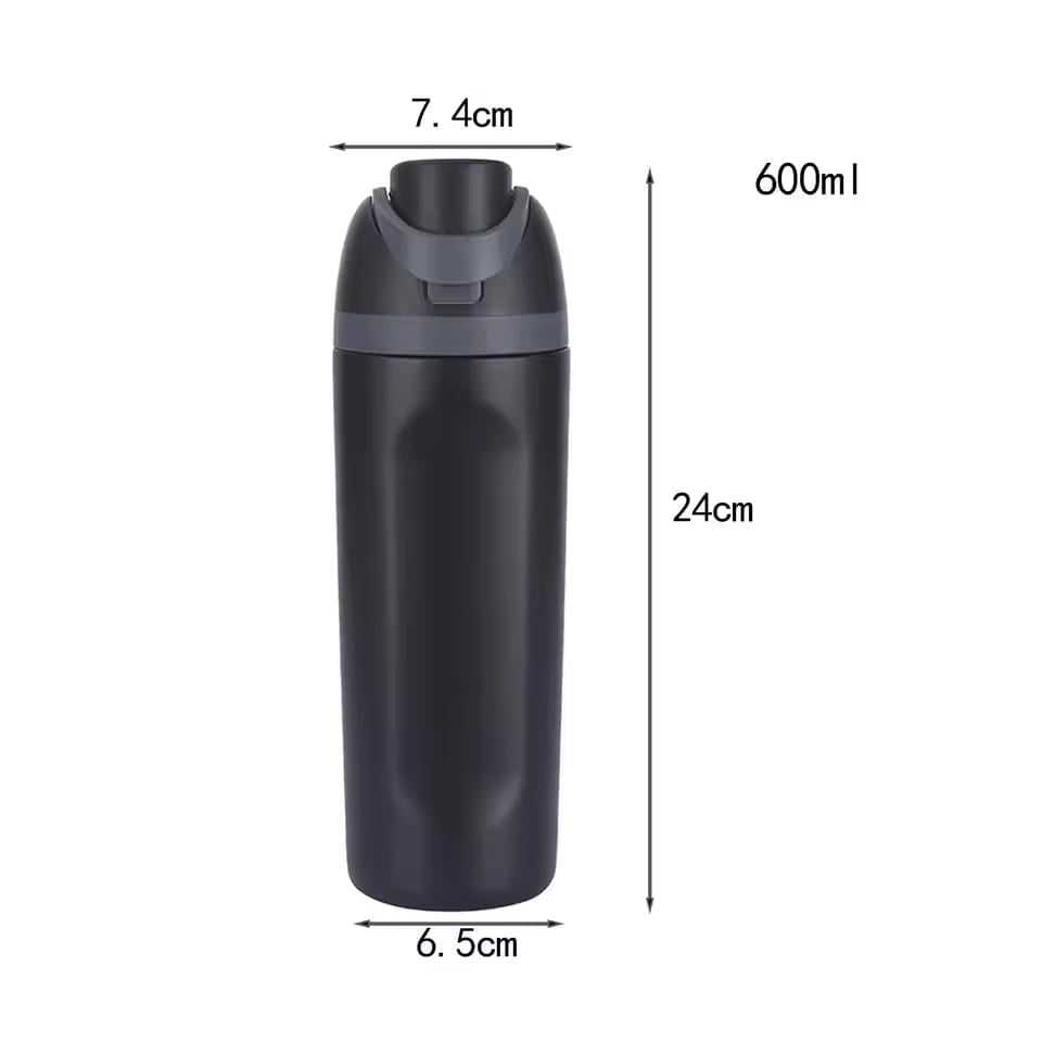 600ml Stainless Steel Insulated Water Bottle – Car Travel Thermos Flask for Hot & Cold Drinks, Sports, Office, Outdoor Use