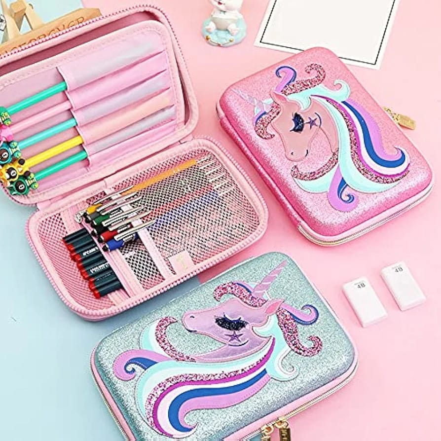 Kawaii Unicorn EVA Pencil Case – Gradient Flamingo Pen Box for School, Office & Gift Use