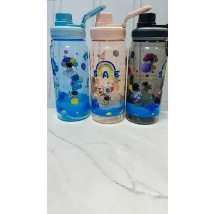 750ml Galaxy Space Water Bottle – Cute Character Design, No Straw, with Handle – BPA-Free Leak-Proof Bottle for Kids & Adult