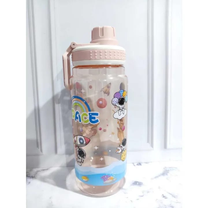 750ml Galaxy Space Water Bottle – Cute Character Design, No Straw, with Handle – BPA-Free Leak-Proof Bottle for Kids & Adult