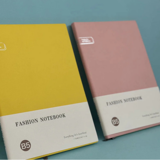 Fashion Notebook B5 - 160 Pages, 85 GSM, Matte Colors, Faux Leather Cover