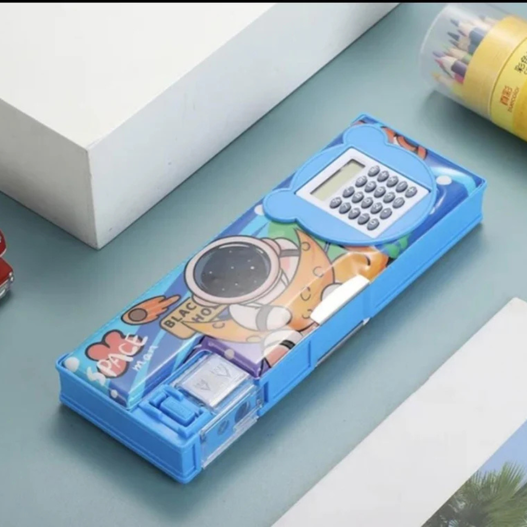 Magnetic Geometry Box with Calculator & Sharpener - Fancy Pencil Case with Multiple Compartments for Boys and Girls | Cute & Practical School Geometry Box