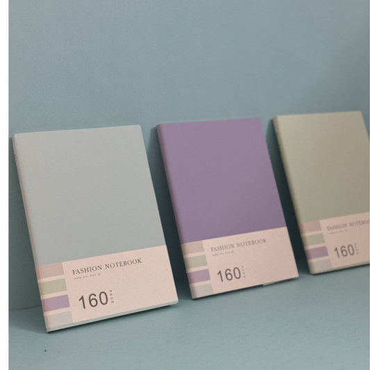 Fashion Notebook B5 - 160 Pages, 85 GSM, Matte Colors, Faux Leather Cover