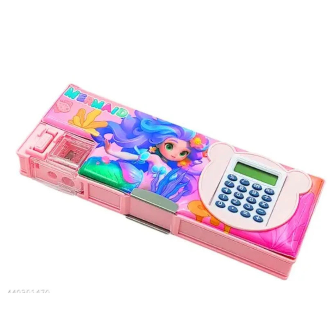 Magnetic Geometry Box with Calculator & Sharpener - Fancy Pencil Case with Multiple Compartments for Boys and Girls | Cute & Practical School Geometry Box