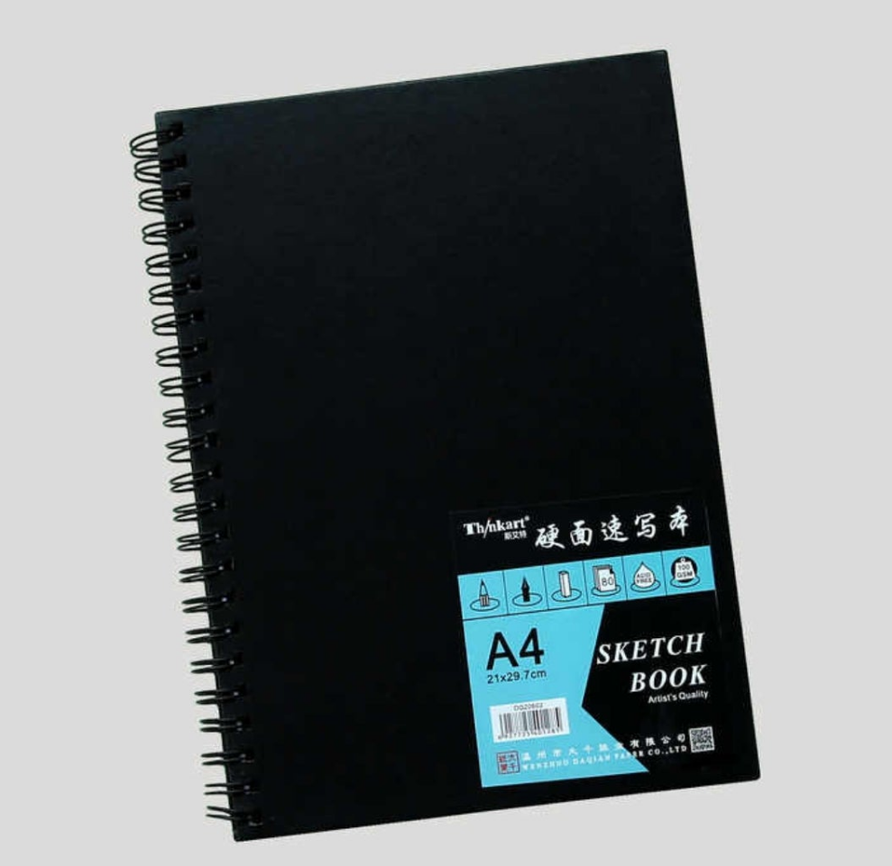 Keep Smiling Professional Sketchbook - A3, A4, A5 Sizes, 80 Sheets, 100 Gram Fine Grain Paper for Sketching & Drawing - Hardback Spiral Sketchbook