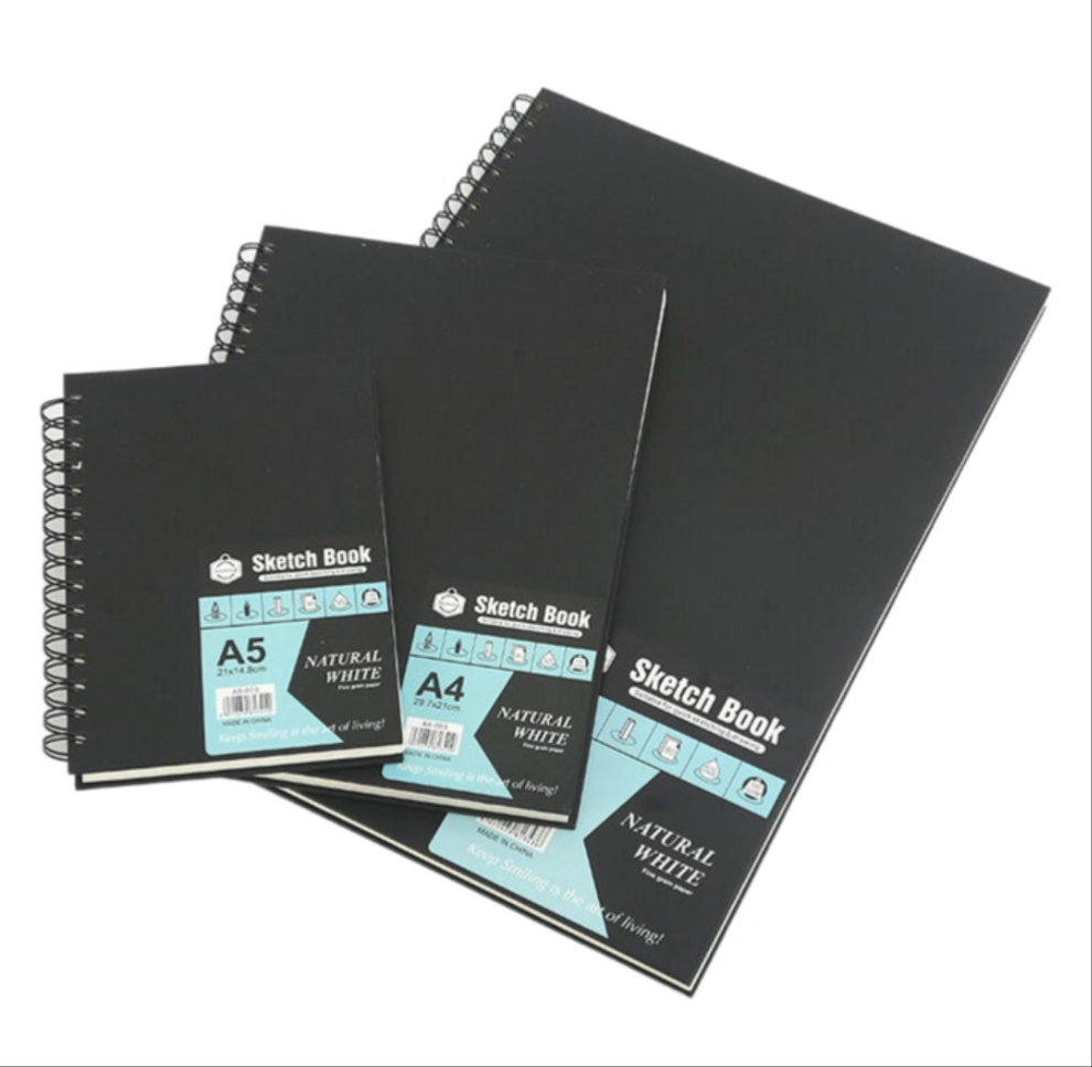 Keep Smiling Professional Sketchbook - A3, A4, A5 Sizes, 80 Sheets, 100 Gram Fine Grain Paper for Sketching & Drawing - Hardback Spiral Sketchbook