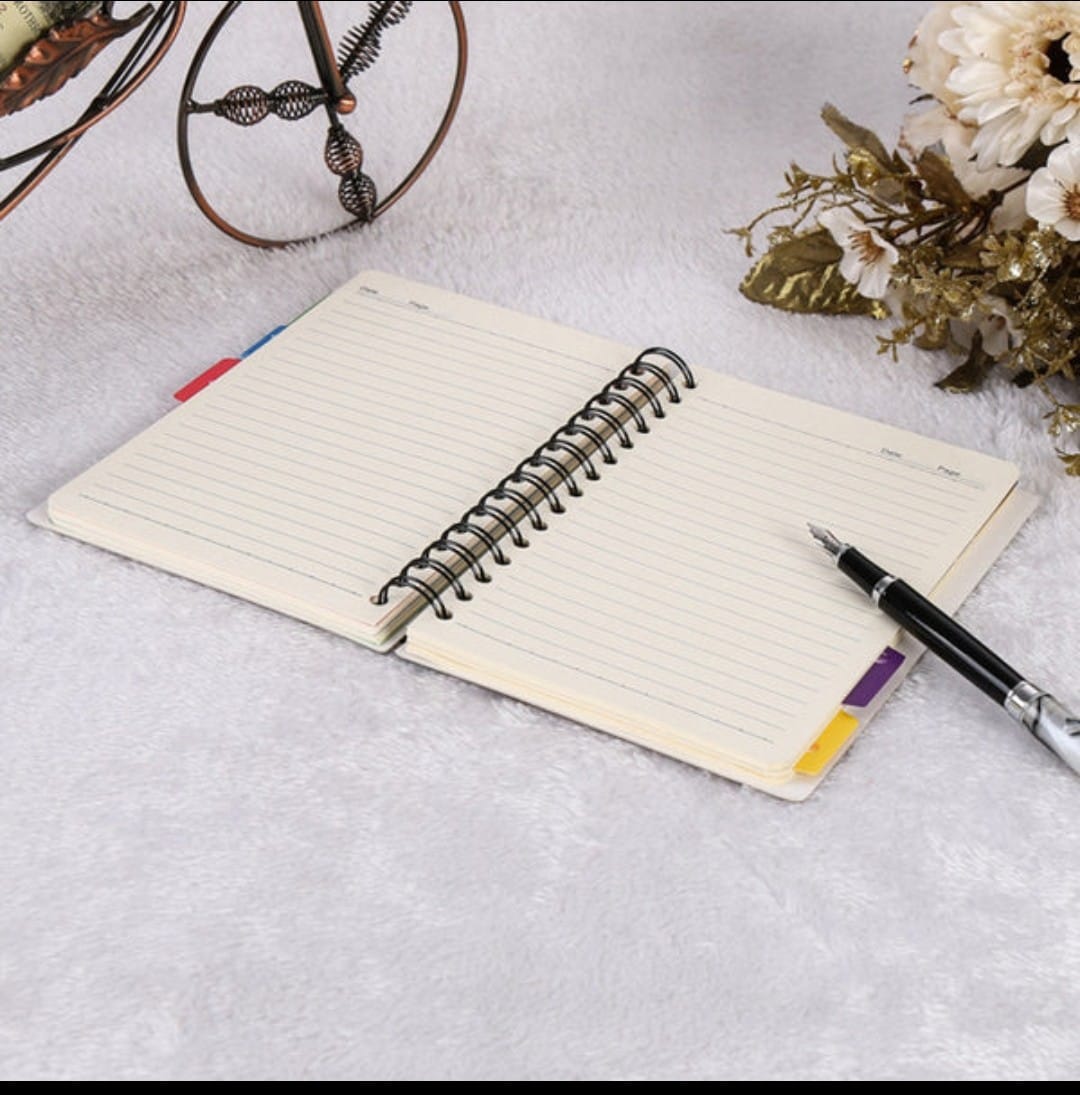 Elegant Spiral-Bound College Diary – 14x16 cm, Ruled Pages with Divider for Organized Note-Taking