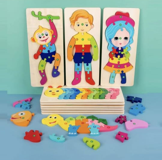 Puzzle Animal Number Educational Games Set - Fun Wooden Montessori Toys for 1-6 Year Olds, Perfect Gift for Girls and Boys with Cute Animal Shape Matching and Colorful Numbered Puzzles
