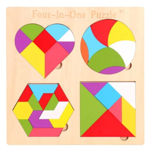 4-in-1 Montessori Wooden Tangram Puzzle – Educational Toy for Toddlers & Kids Gift  Key Features: