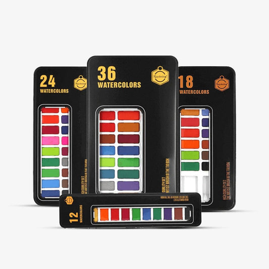 Keep Smiling Water Colours Set – 12, 18, 24, 36 Shades in Metal Box