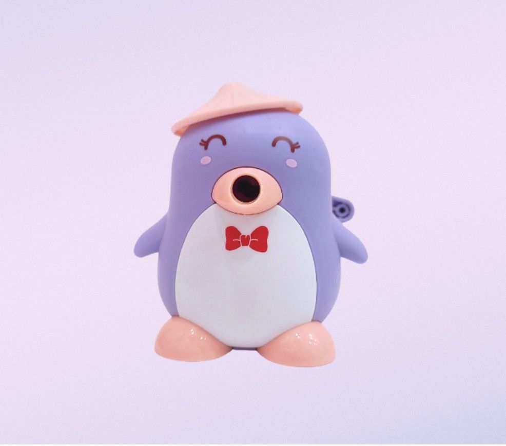 Cute Cartoon Penguin Shaped Pencils/Pencil Sharpener, Table Sharpener Machine School Stationary Gift for Kids Dust Compartment