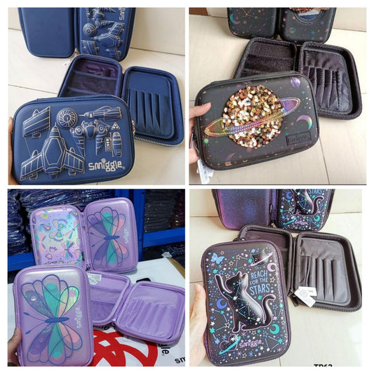 Smiggle hard top pencil Case & Geometry Box – Stylish Pouch Pen Case with Beautiful Designs Perfect for Kids
