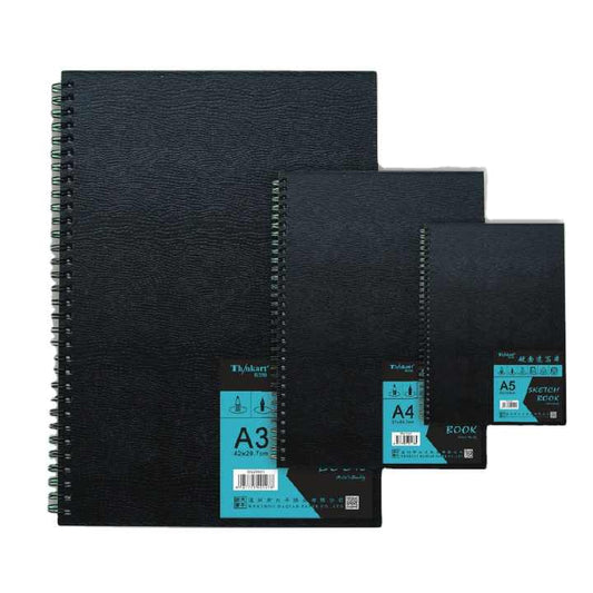 Keep Smiling Professional Sketchbook - A3, A4, A5 Sizes, 80 Sheets, 100 Gram Fine Grain Paper for Sketching & Drawing - Hardback Spiral Sketchbook