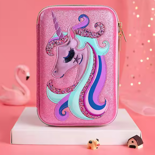Kawaii Unicorn EVA Pencil Case – Gradient Flamingo Pen Box for School, Office & Gift Use