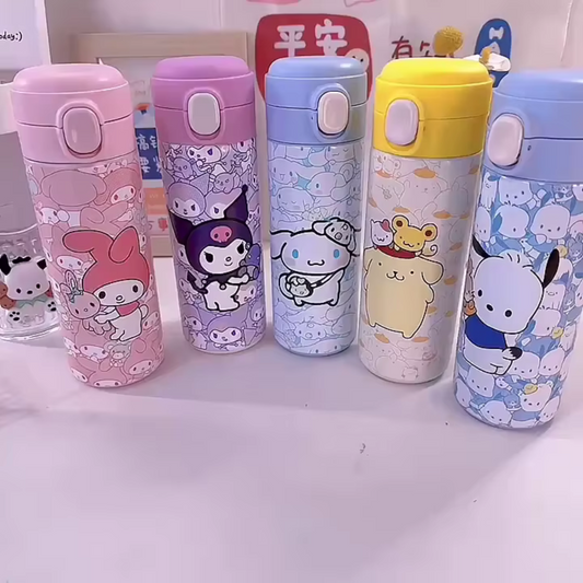 Sanrioed Kuromi Cinnamoroll Insulated Water Bottle Stainless Steel Thermos Cup, Kawaii Warm Thermos Bottle, Gifts for Kids, 420ml