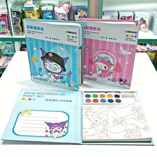 Watercolor Coloring Book with Chrome and My Melody - 18 Pages - Watercolor Book - Coloring Notebook - Coloring Book