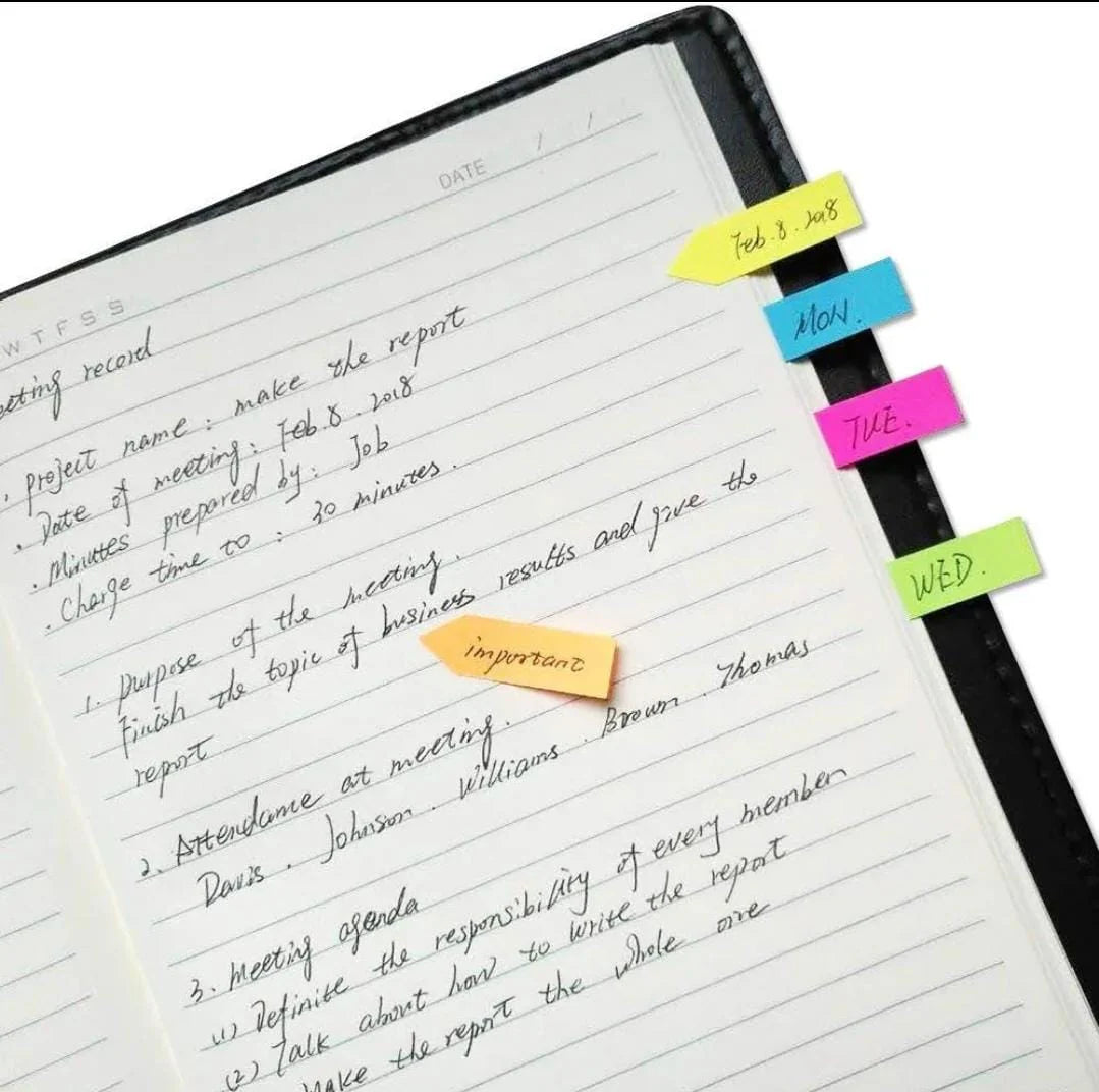 Black Rexine Sticky Notes Pad Kit - Cute Sticky Notes Pad Diary for Organization