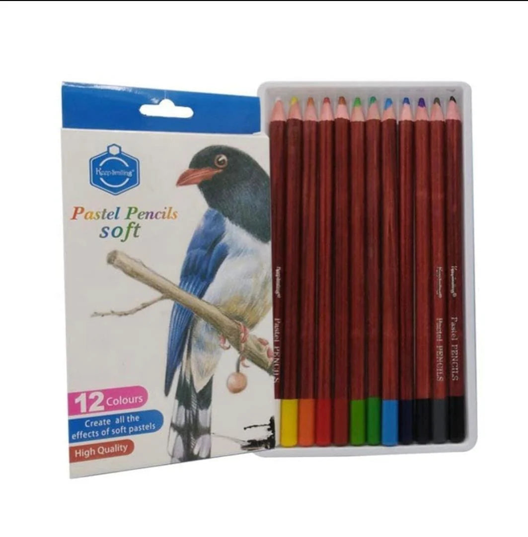 Keep Smiling High-Quality 12 PCs Soft Pastel Pencil Set – 12 Vibrant Colours
