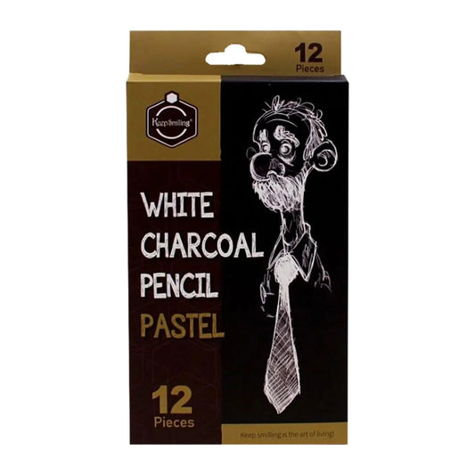 Keep Smiling White Charcoal Pastel Pencil - Pack of 12