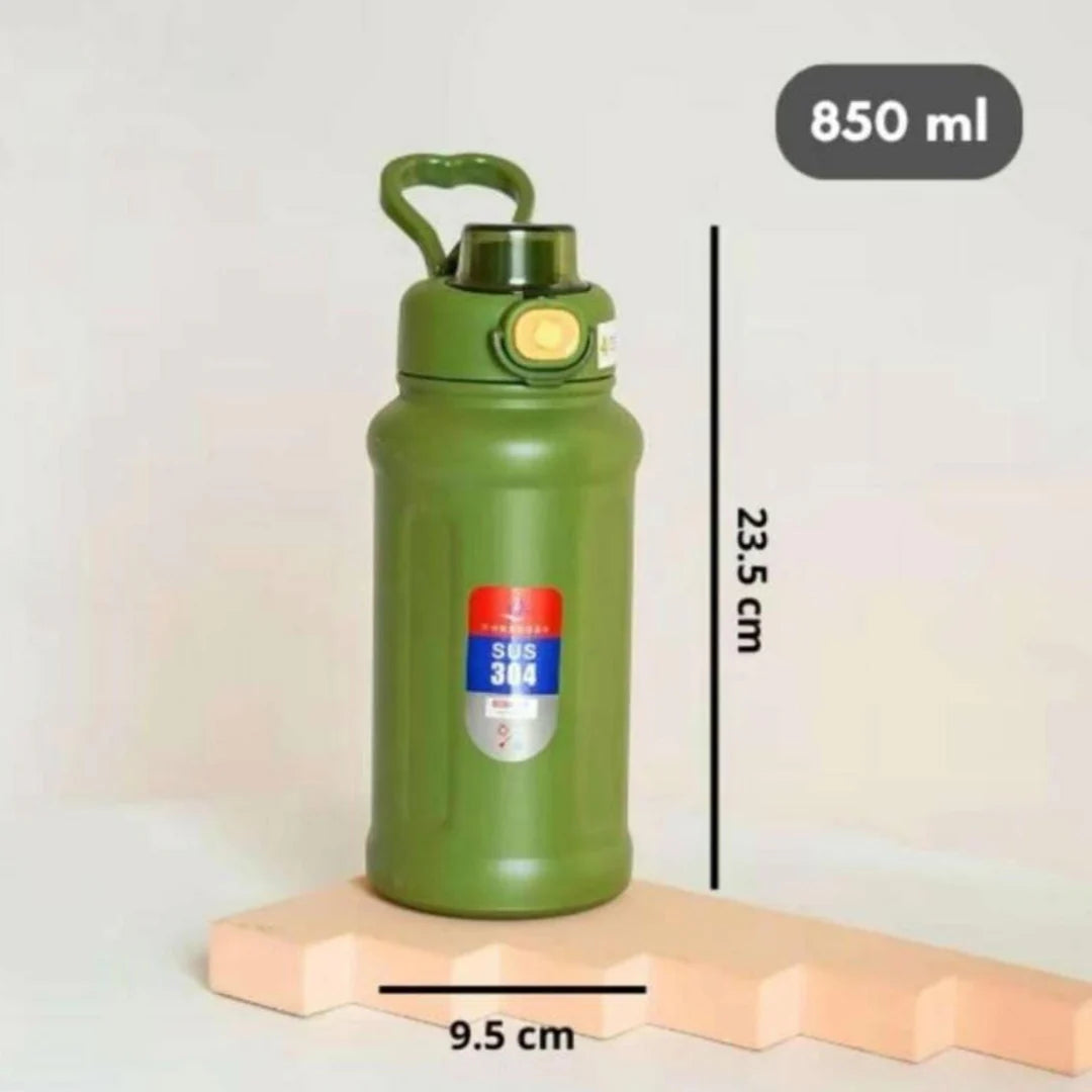 Stainless Steel Straw Water Bottle - Vacuum Insulated Thermos for Hot & Cold Drinks, One Touch Open - Perfect for Sports, Outdoors & Home
