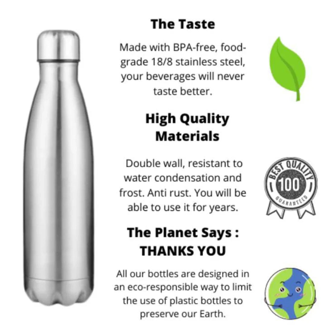 Stylish Printed Stainless Steel 500ml Insulated Water Bottle – Double Wall Vacuum Flask for High-Quality Temperature Retention