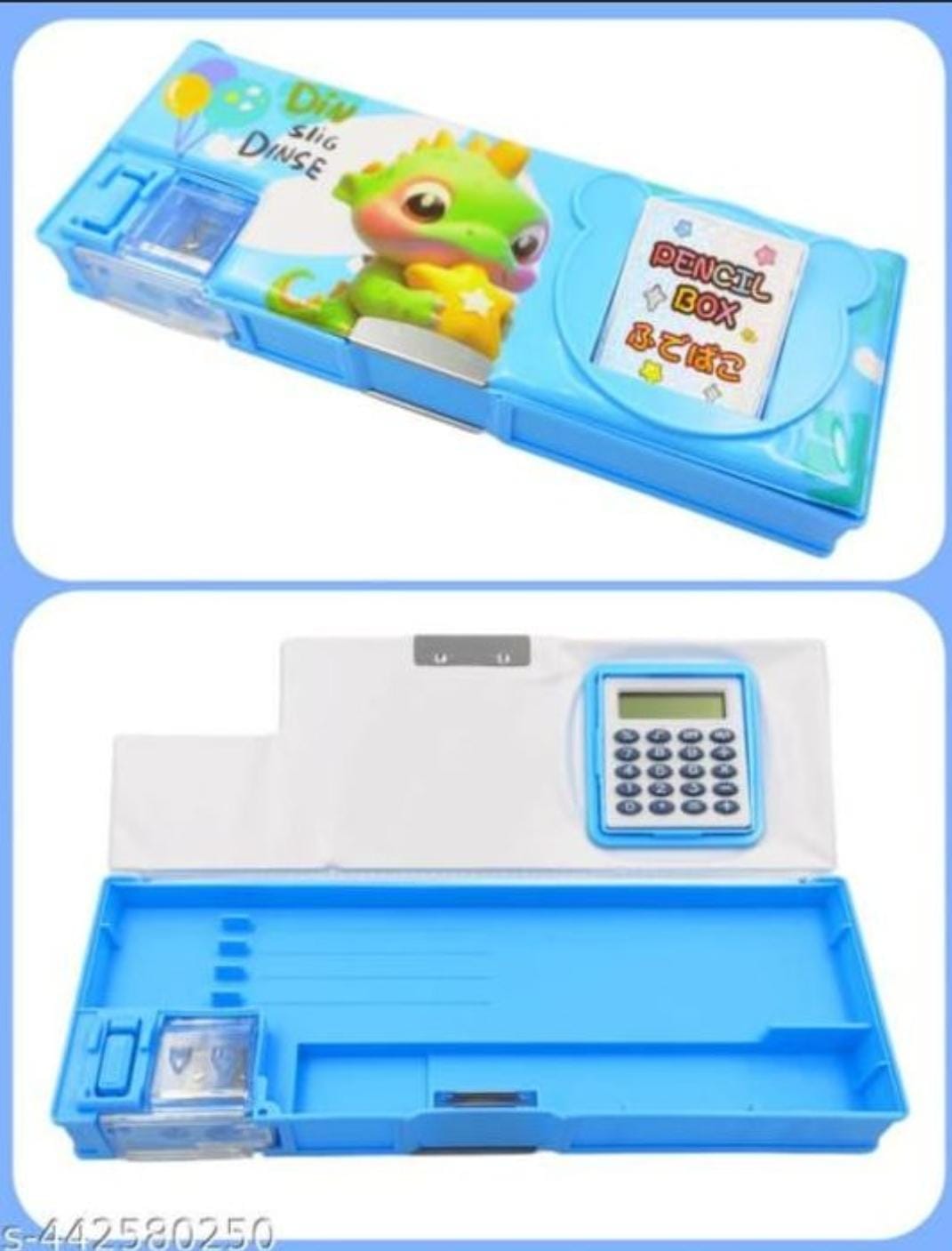 Magnetic Geometry Box with Calculator & Sharpener – Dinosaur & Astronaut Theme Pencil Case for Kids | Multi-Compartment Fancy School Box