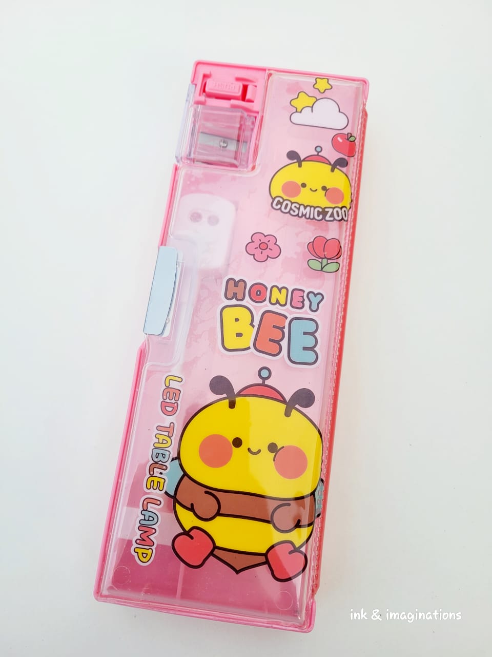 Cosmic Zoo Animal-Themed Multi-Functional Pencil Box with Built-In LED Table Lamp & Sharpener – Kids Stationery Organizer