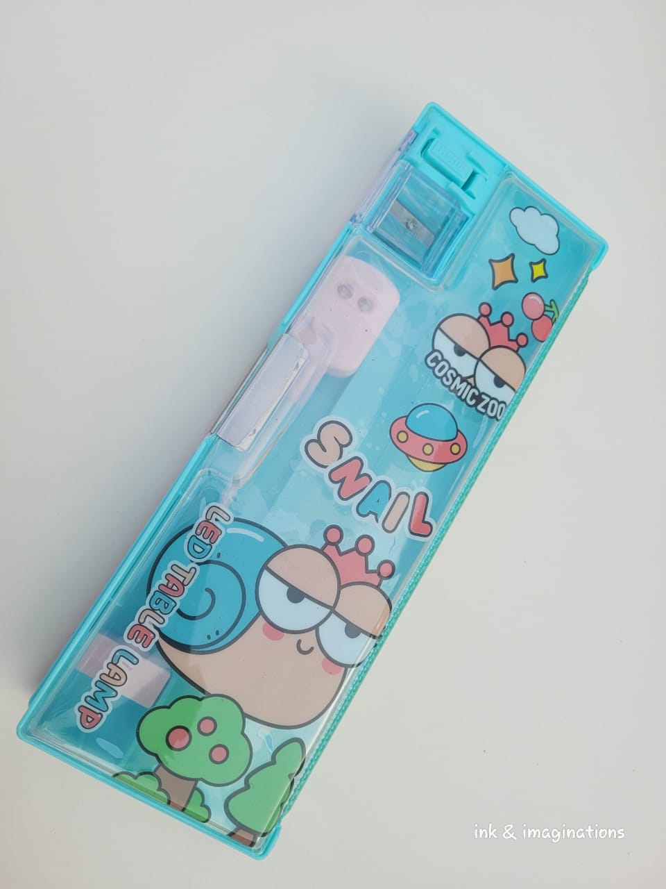 Cosmic Zoo Animal-Themed Multi-Functional Pencil Box with Built-In LED Table Lamp & Sharpener – Kids Stationery Organizer