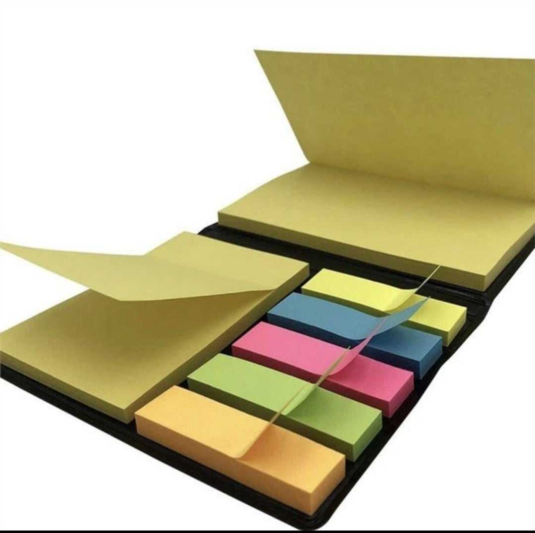 Black Rexine Sticky Notes Pad Kit - Cute Sticky Notes Pad Diary for Organization