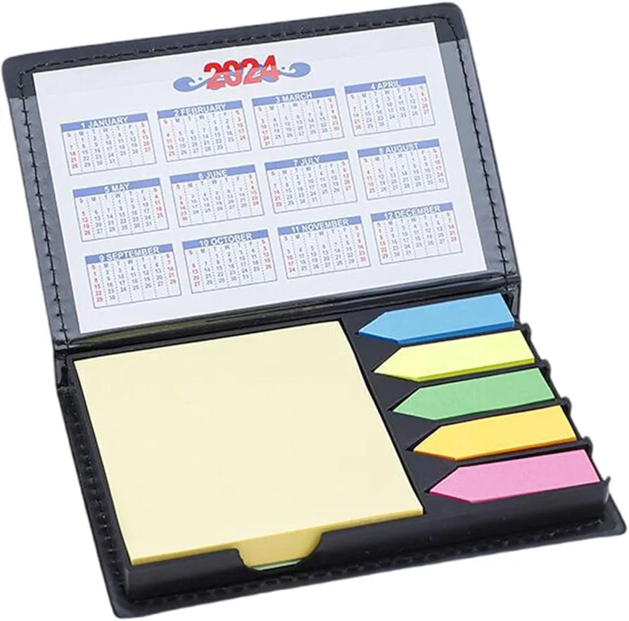 Black Rexine Sticky Notes Pad Kit - Cute Sticky Notes Pad Diary for Organization