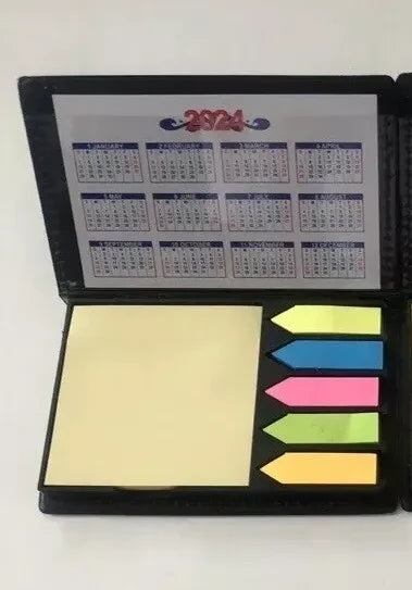 Black Rexine Sticky Notes Pad Kit - Cute Sticky Notes Pad Diary for Organization