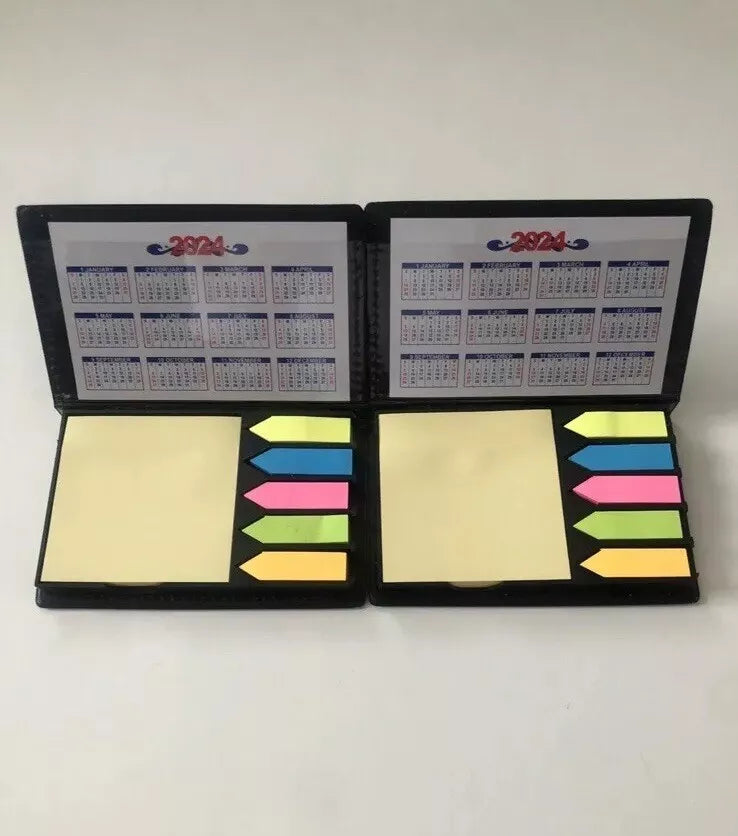 Black Rexine Sticky Notes Pad Kit - Cute Sticky Notes Pad Diary for Organization